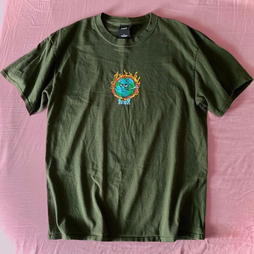 Global Warming Olive Green Graphic Tee by Huf